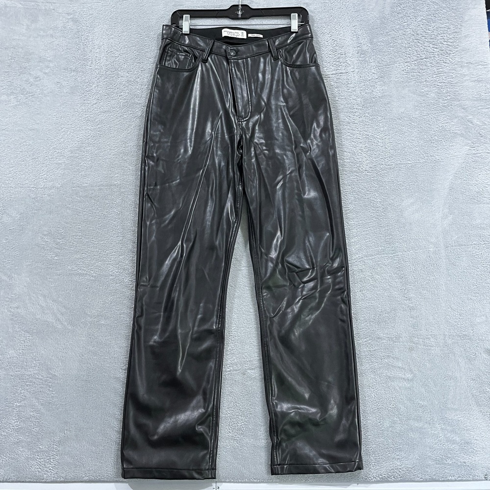 Abercrombie & Fitch The 90's Straight Ultra High Rise leather pants Size 30